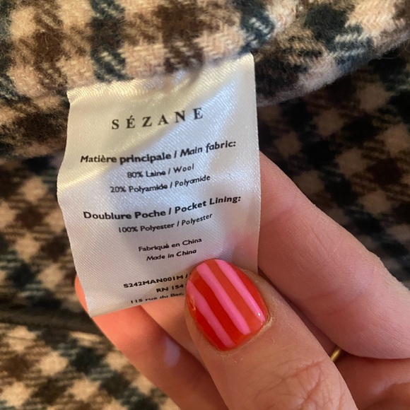 Sezane Clyde Wool Checkered Trench Coat - Picture 9 of 9